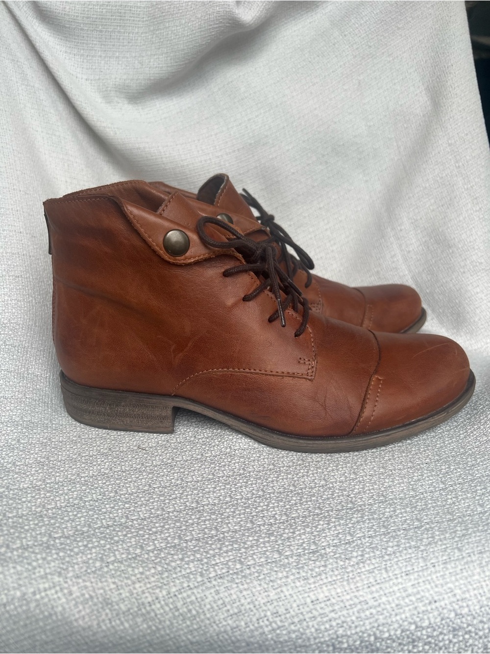 Miz Mooz Brown Leather Lace-Up Ankle Boots Women’s - Picture 6 of 16